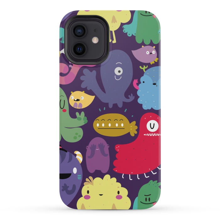 iPhone 12 mini StrongFit Colorful monsters by Maria Jose Da Luz