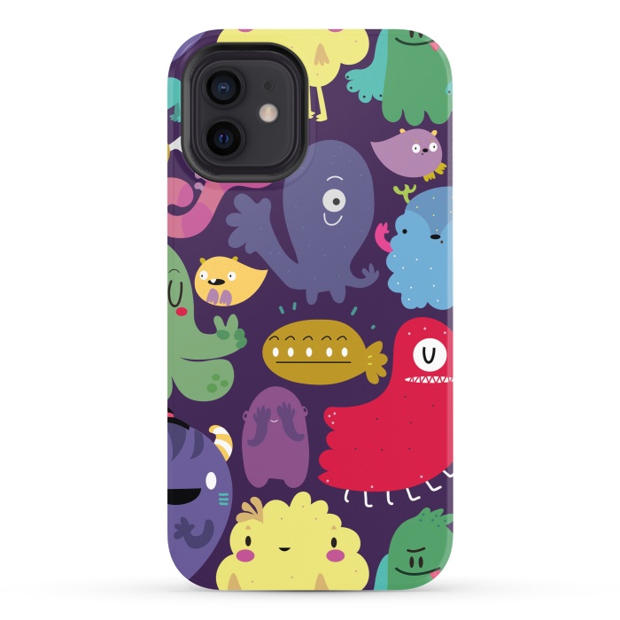 iPhone 12 StrongFit Colorful monsters by Maria Jose Da Luz
