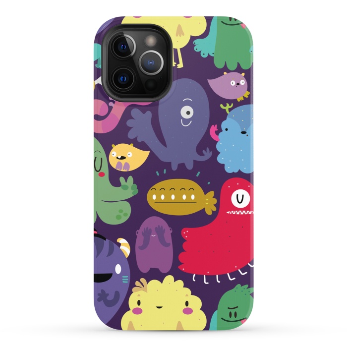 iPhone 12 Pro StrongFit Colorful monsters by Maria Jose Da Luz