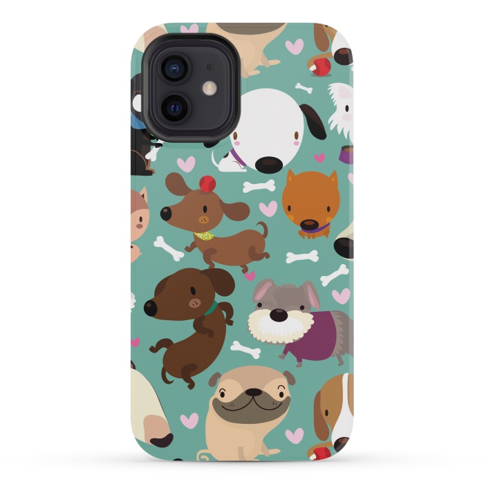 iPhone 12 mini StrongFit Happy dogs by Maria Jose Da Luz