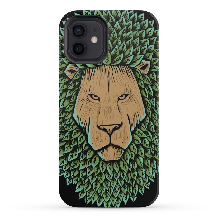 iPhone 12 mini StrongFit Wood Lion by Coffee Man