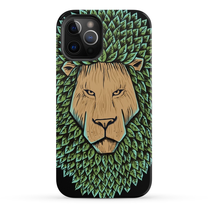 iPhone 12 Pro StrongFit Wood Lion by Coffee Man