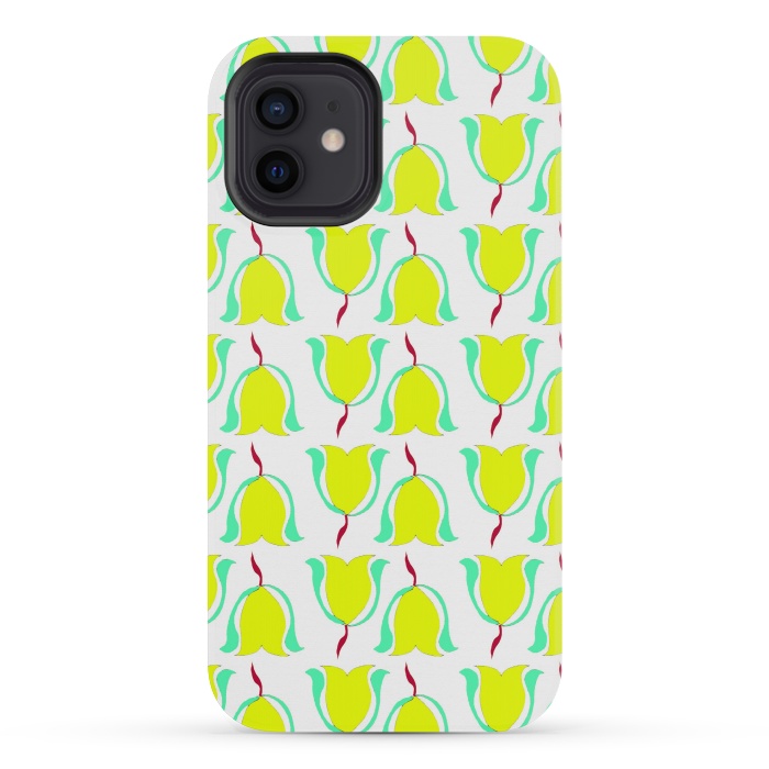 iPhone 12 mini StrongFit Tulips de Chartreuse by Bettie * Blue