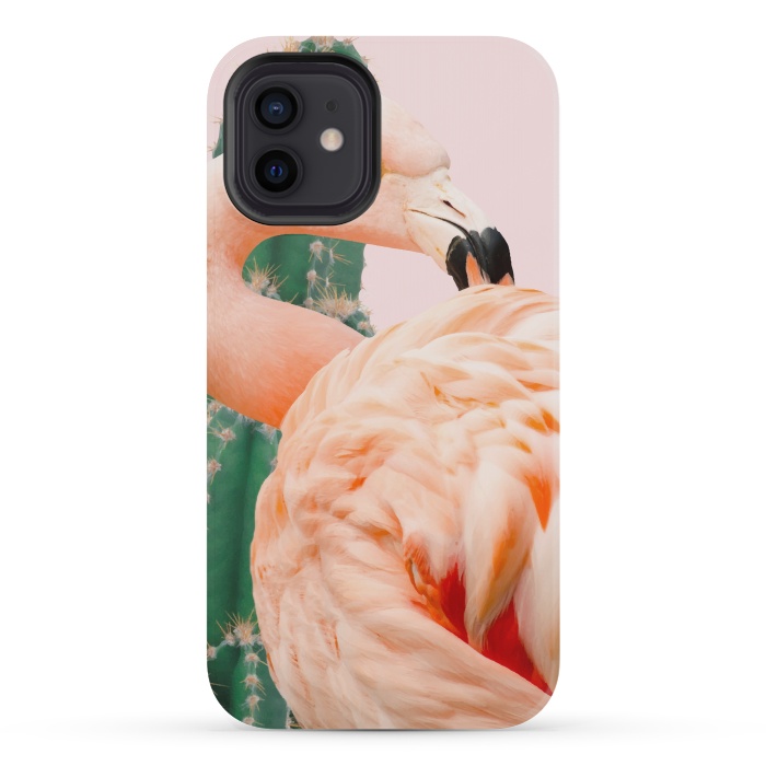 iPhone 12 mini StrongFit Flamingo & Cactus by Uma Prabhakar Gokhale