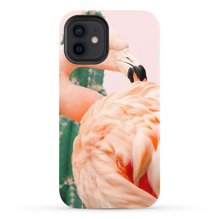 iPhone 12 StrongFit Flamingo & Cactus by Uma Prabhakar Gokhale