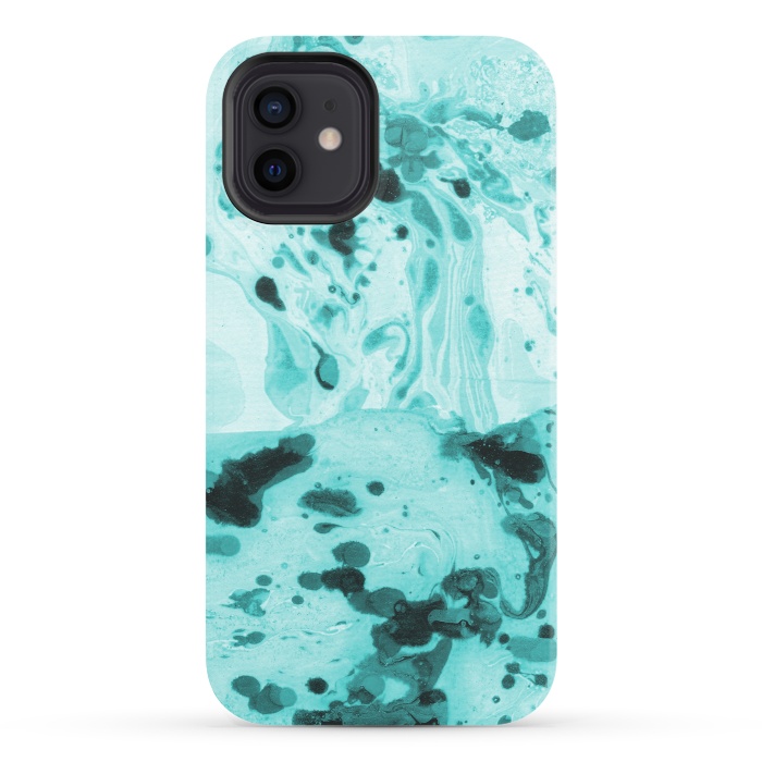 iPhone 12 StrongFit Turquoise Marble by Laura Grant