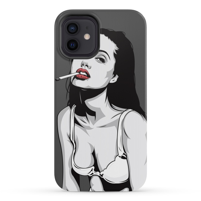 iPhone 12 mini StrongFit Red lips by Roland Banrévi