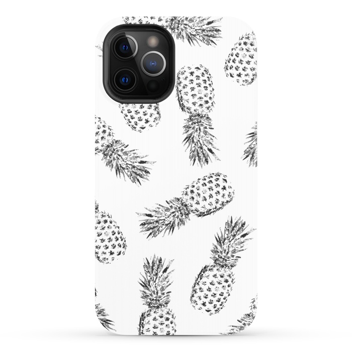 iPhone 12 Pro StrongFit Pineapples black and white by Rui Faria