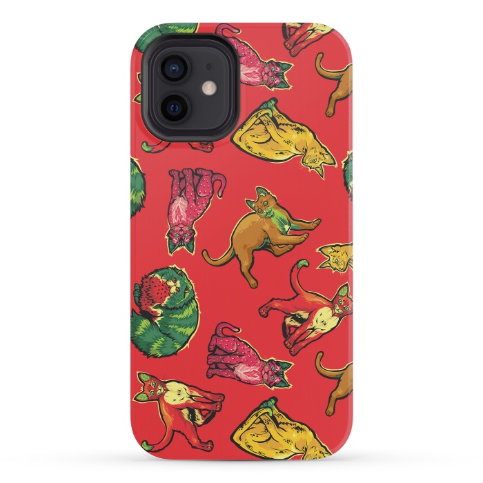 iPhone 12 mini StrongFit Fruit Cats by Draco