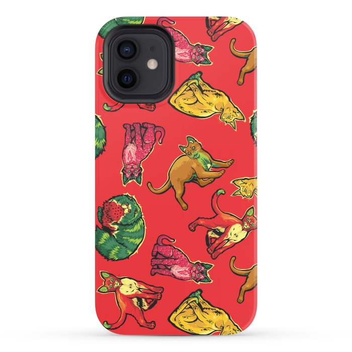 iPhone 12 StrongFit Fruit Cats by Draco