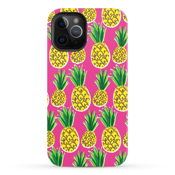 iPhone 12 Pro StrongFit Painted pineapples by Laura Grant