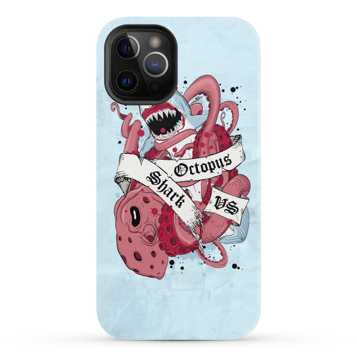 iPhone 12 Pro StrongFit Shark vs Octopus by Sitchko