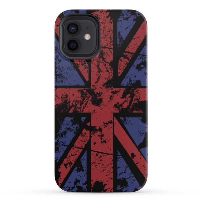 iPhone 12 mini StrongFit Grunge UK Flag Black by Sitchko