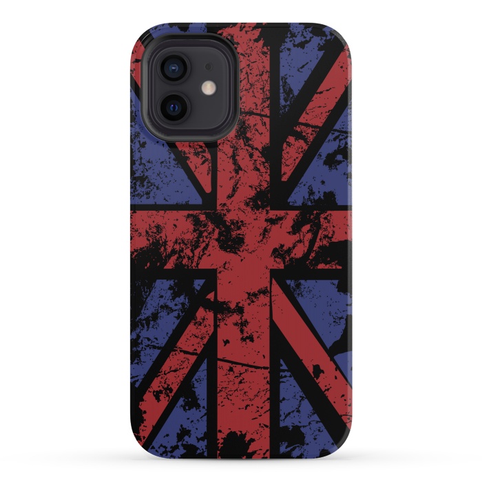 iPhone 12 StrongFit Grunge UK Flag Black by Sitchko