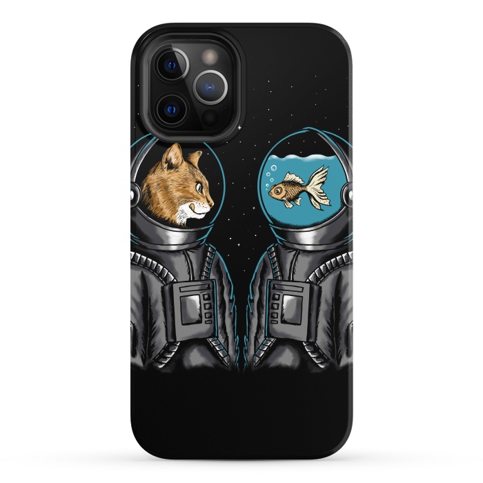 iPhone 12 Pro StrongFit Astronaut cat and fish by Coffee Man
