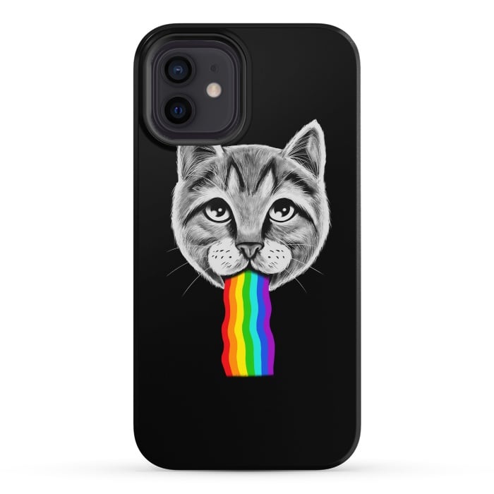 iPhone 12 StrongFit Cat rainbow by Coffee Man