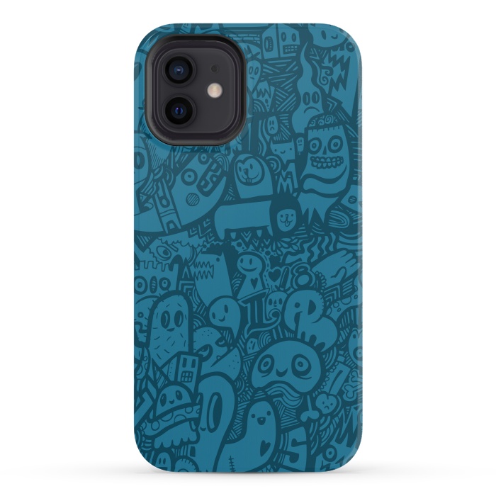 iPhone 12 mini StrongFit Blue Doodle by Wotto