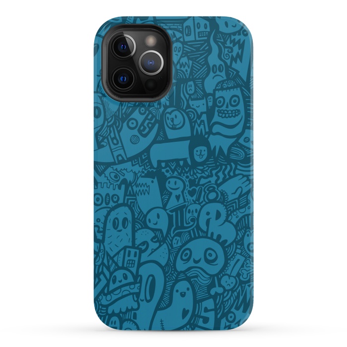 iPhone 12 Pro StrongFit Blue Doodle by Wotto