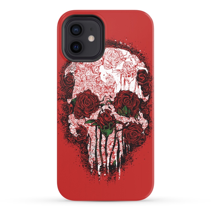 iPhone 12 StrongFit Skull Roses by Branko Ricov