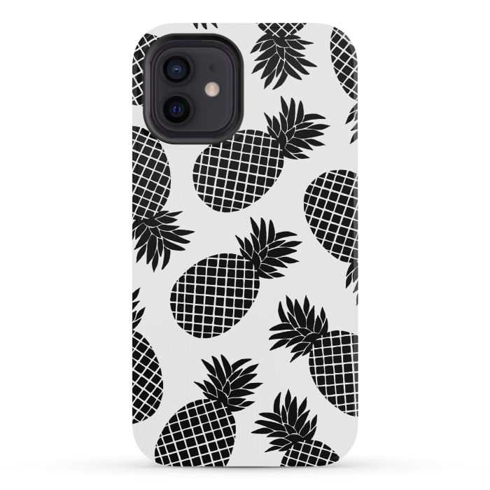 iPhone 12 mini StrongFit Pineapple In Black  by Amaya Brydon
