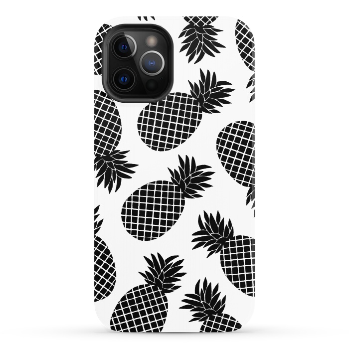 iPhone 12 Pro StrongFit Pineapple In Black  by Amaya Brydon