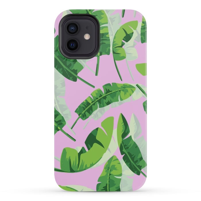 iPhone 12 mini StrongFit Banana Leaf Pink by MUKTA LATA BARUA