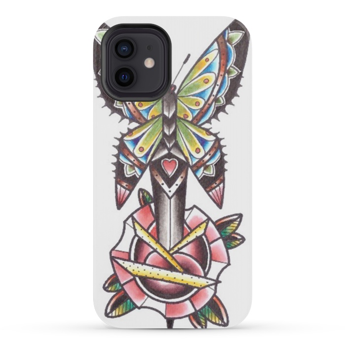 iPhone 12 mini StrongFit Butterfly dagger rose by Evaldas Gulbinas 
