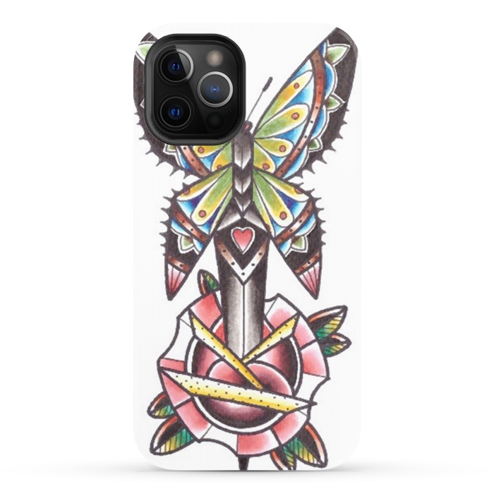 iPhone 12 Pro StrongFit Butterfly dagger rose by Evaldas Gulbinas 