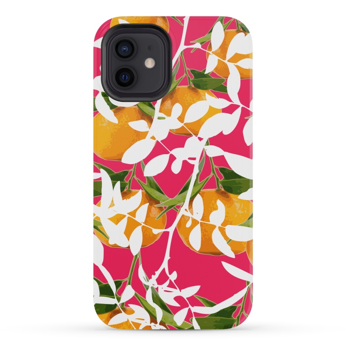 iPhone 12 mini StrongFit Hiding Mandarins (Pink) by Zala Farah
