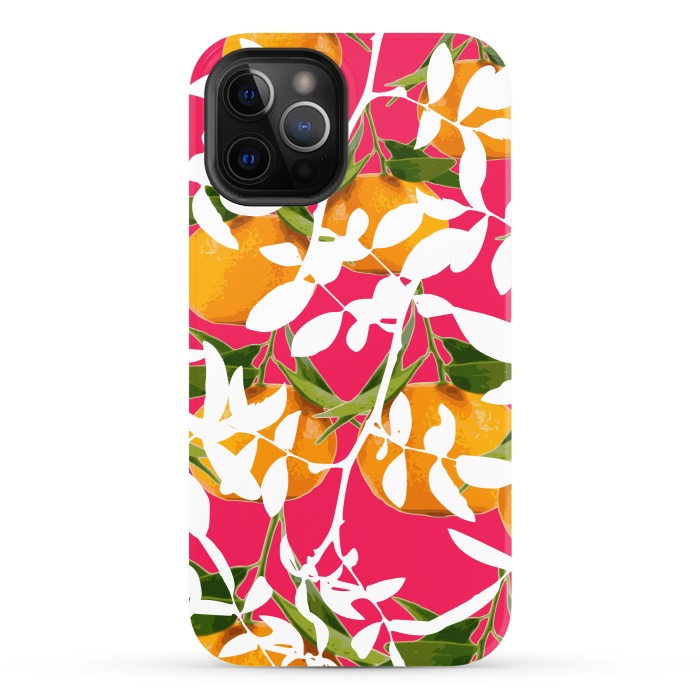 iPhone 12 Pro StrongFit Hiding Mandarins (Pink) by Zala Farah