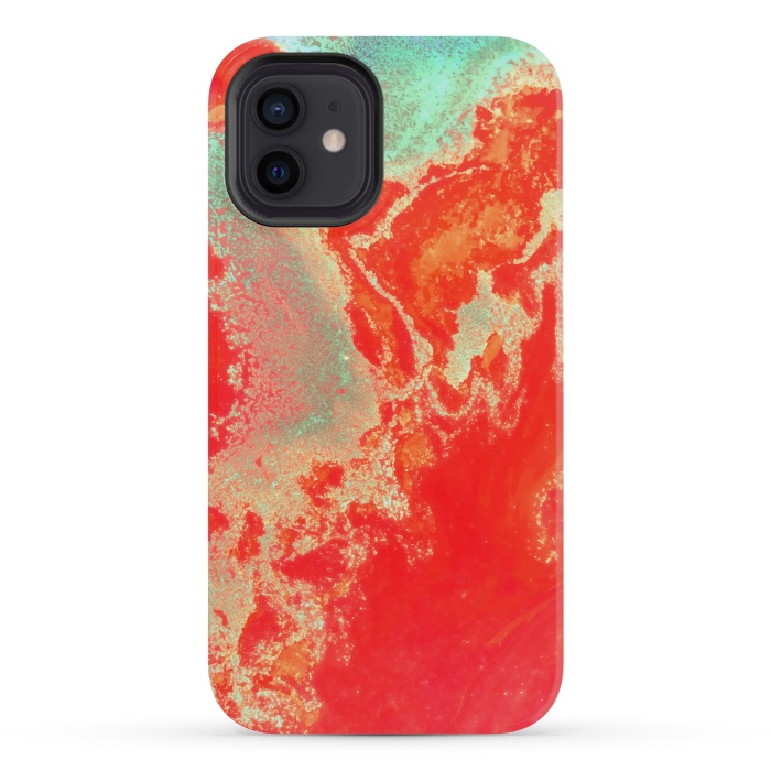 iPhone 12 mini StrongFit Sea Green and Coral by Uma Prabhakar Gokhale