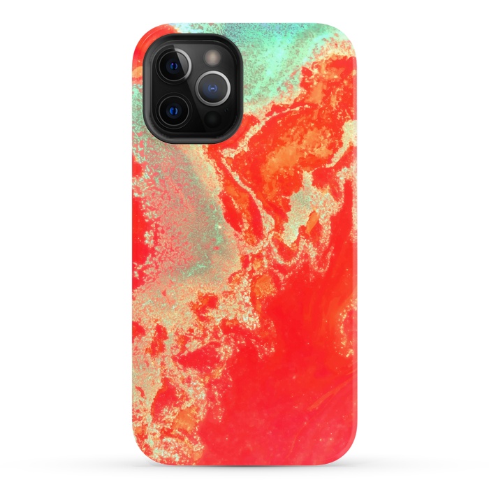iPhone 12 Pro StrongFit Sea Green and Coral by Uma Prabhakar Gokhale