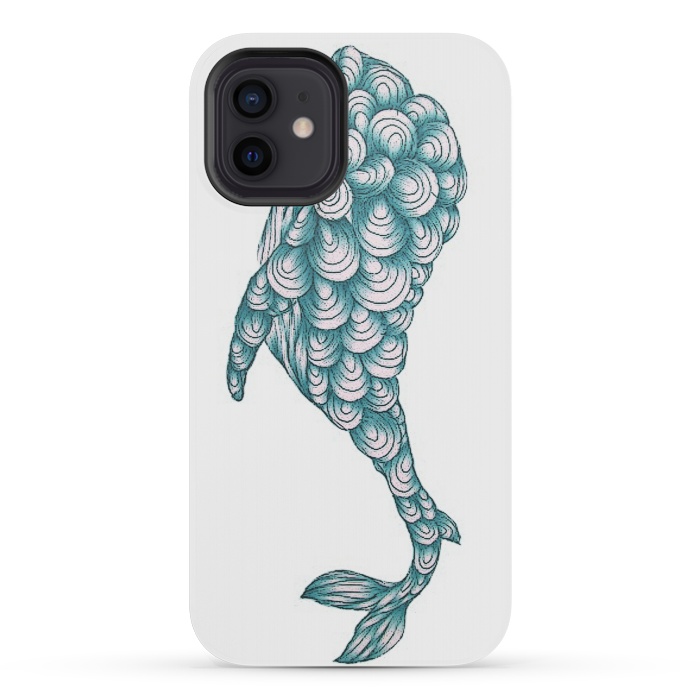iPhone 12 mini StrongFit Turquoise Whale by ECMazur 