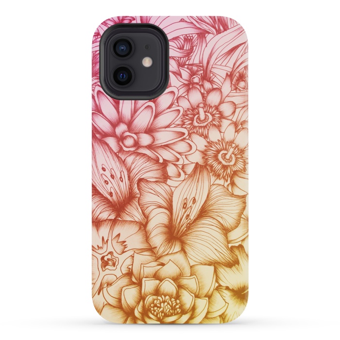 iPhone 12 mini StrongFit Tropical Flowers by ECMazur 