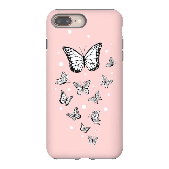 iPhone 8 plus StrongFit Pink Butterflies by Martina