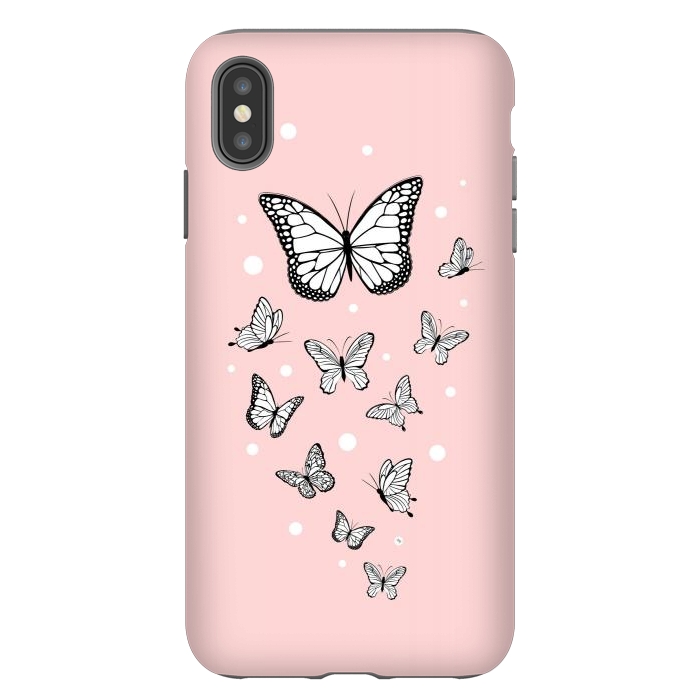 iPhone Xs Max StrongFit Pink Butterflies by Martina