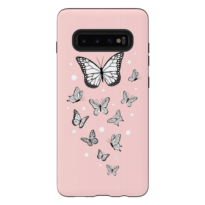 Galaxy S10 plus StrongFit Pink Butterflies by Martina