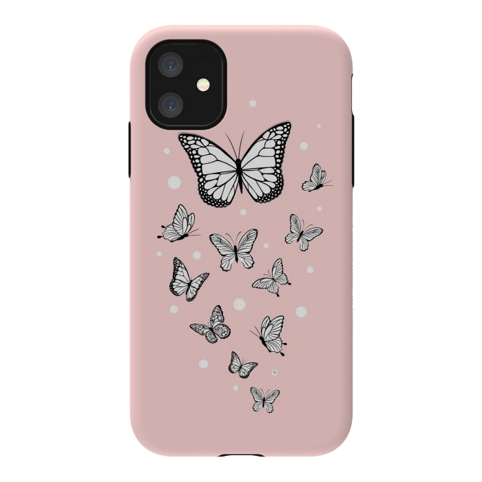 iPhone 11 StrongFit Pink Butterflies by Martina