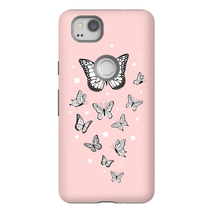 Pixel 2 StrongFit Pink Butterflies by Martina