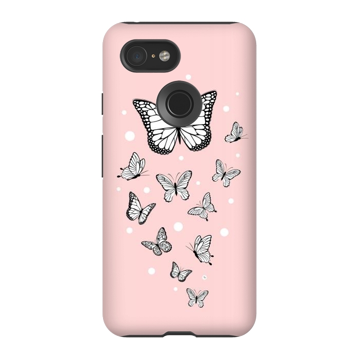 Pixel 3 StrongFit Pink Butterflies by Martina