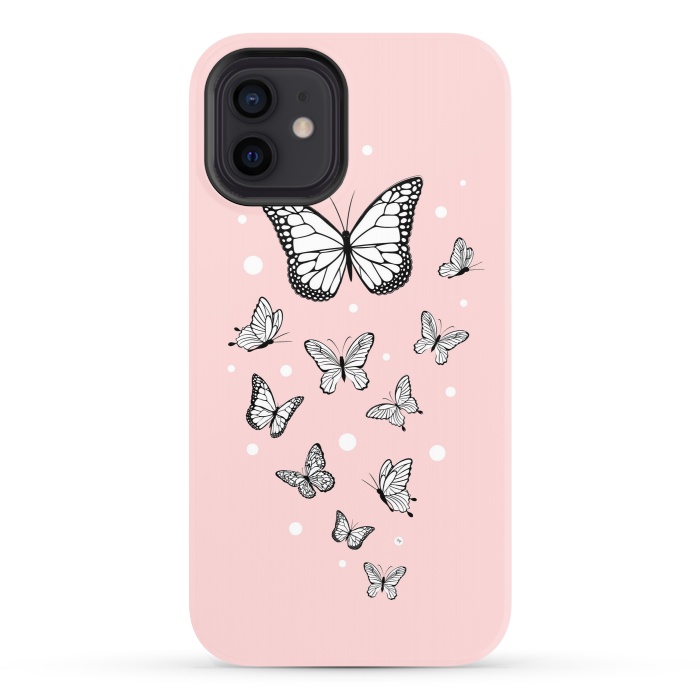 iPhone 12 StrongFit Pink Butterflies by Martina