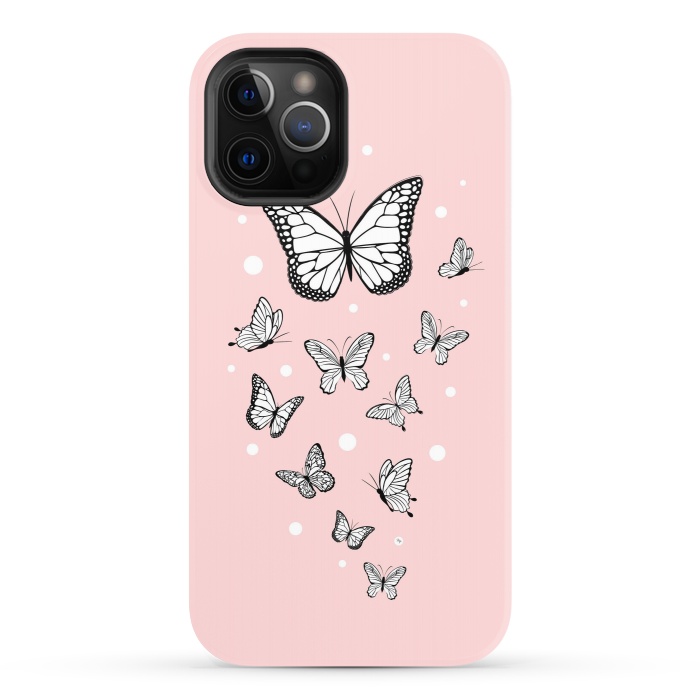 iPhone 12 Pro StrongFit Pink Butterflies by Martina