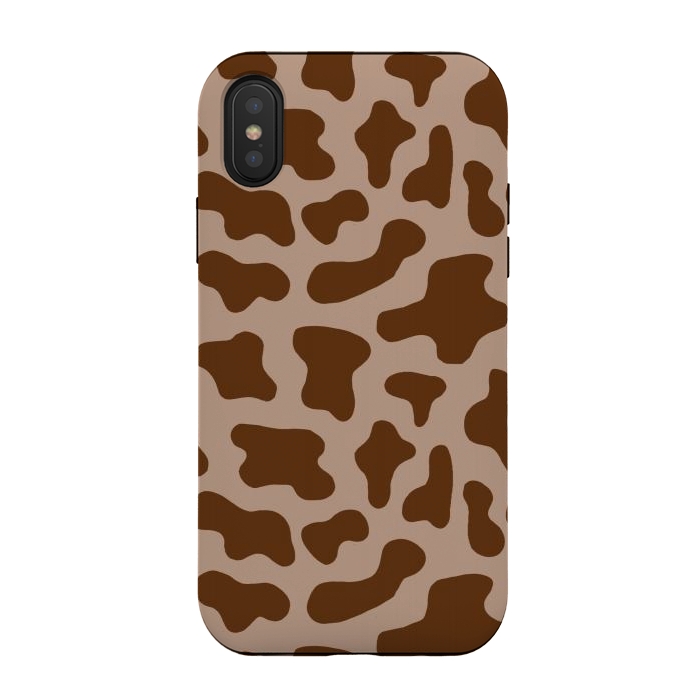 iPhone Xs / X StrongFit Chocolate Milk Brown Cow Print by Julie Erin Designs