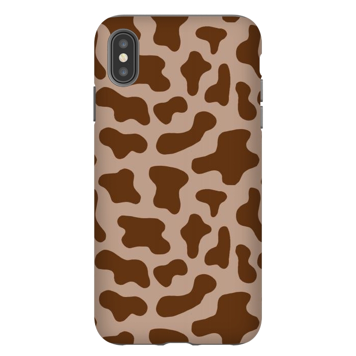 iPhone Xs Max StrongFit Chocolate Milk Brown Cow Print by Julie Erin Designs