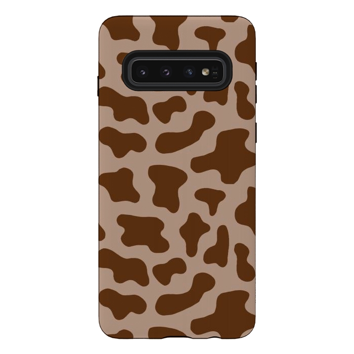 Galaxy S10 StrongFit Chocolate Milk Brown Cow Print by Julie Erin Designs