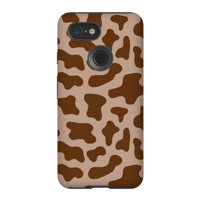 Pixel 3 StrongFit Chocolate Milk Brown Cow Print by Julie Erin Designs