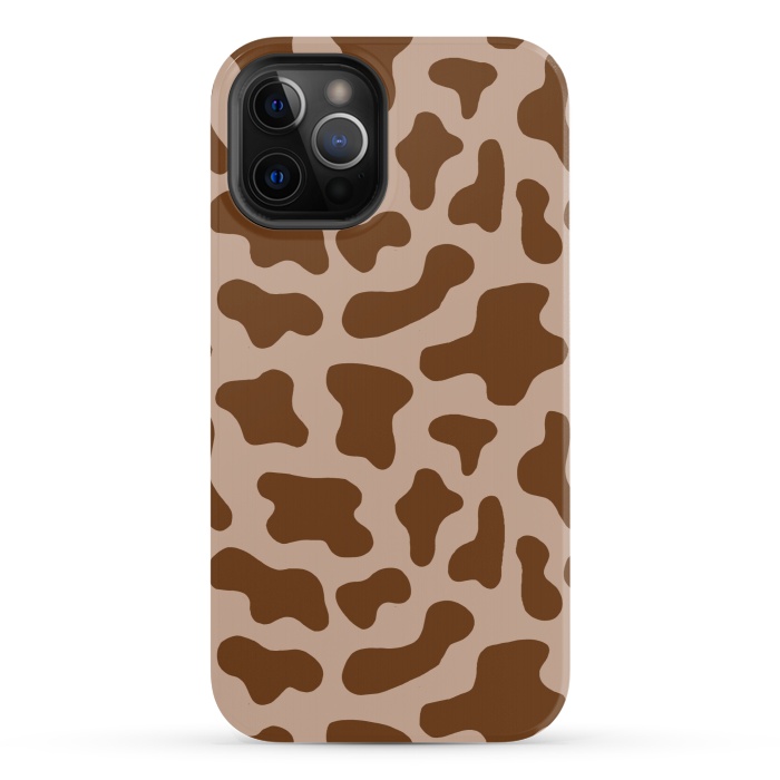 iPhone 12 Pro StrongFit Chocolate Milk Brown Cow Print by Julie Erin Designs