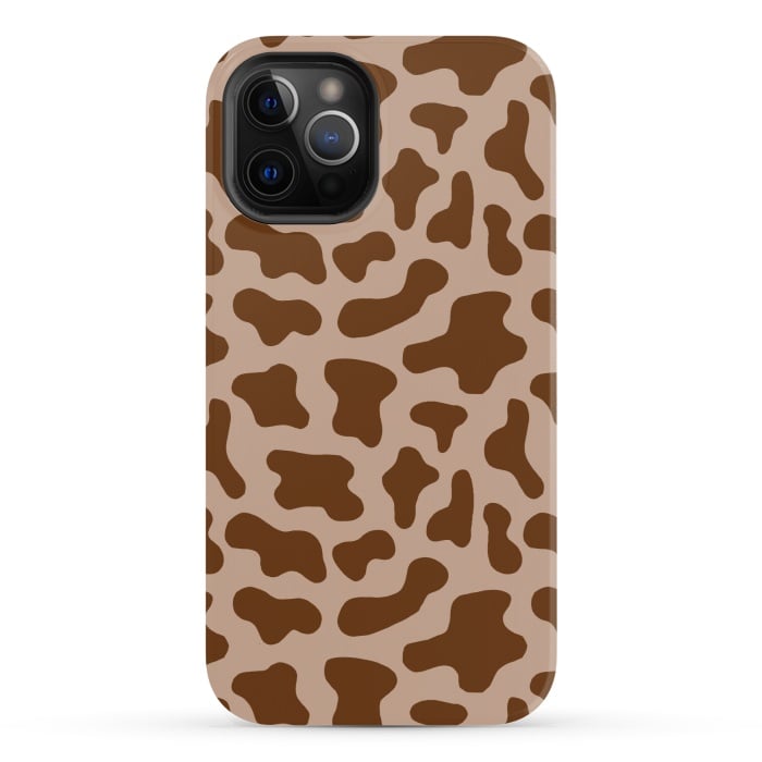 iPhone 12 Pro Max StrongFit Chocolate Milk Brown Cow Print by Julie Erin Designs