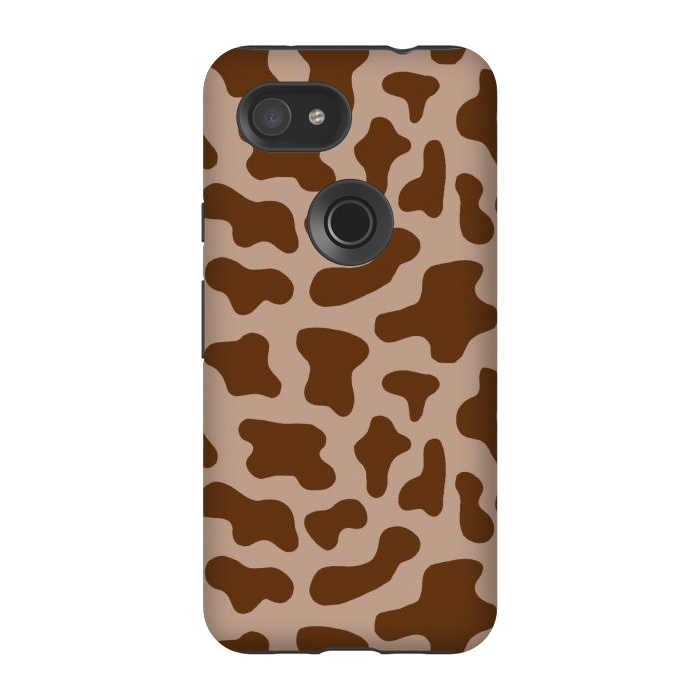 Pixel 3A StrongFit Chocolate Milk Brown Cow Print by Julie Erin Designs