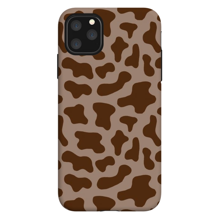 iPhone 11 Pro Max StrongFit Chocolate Milk Brown Cow Print by Julie Erin Designs